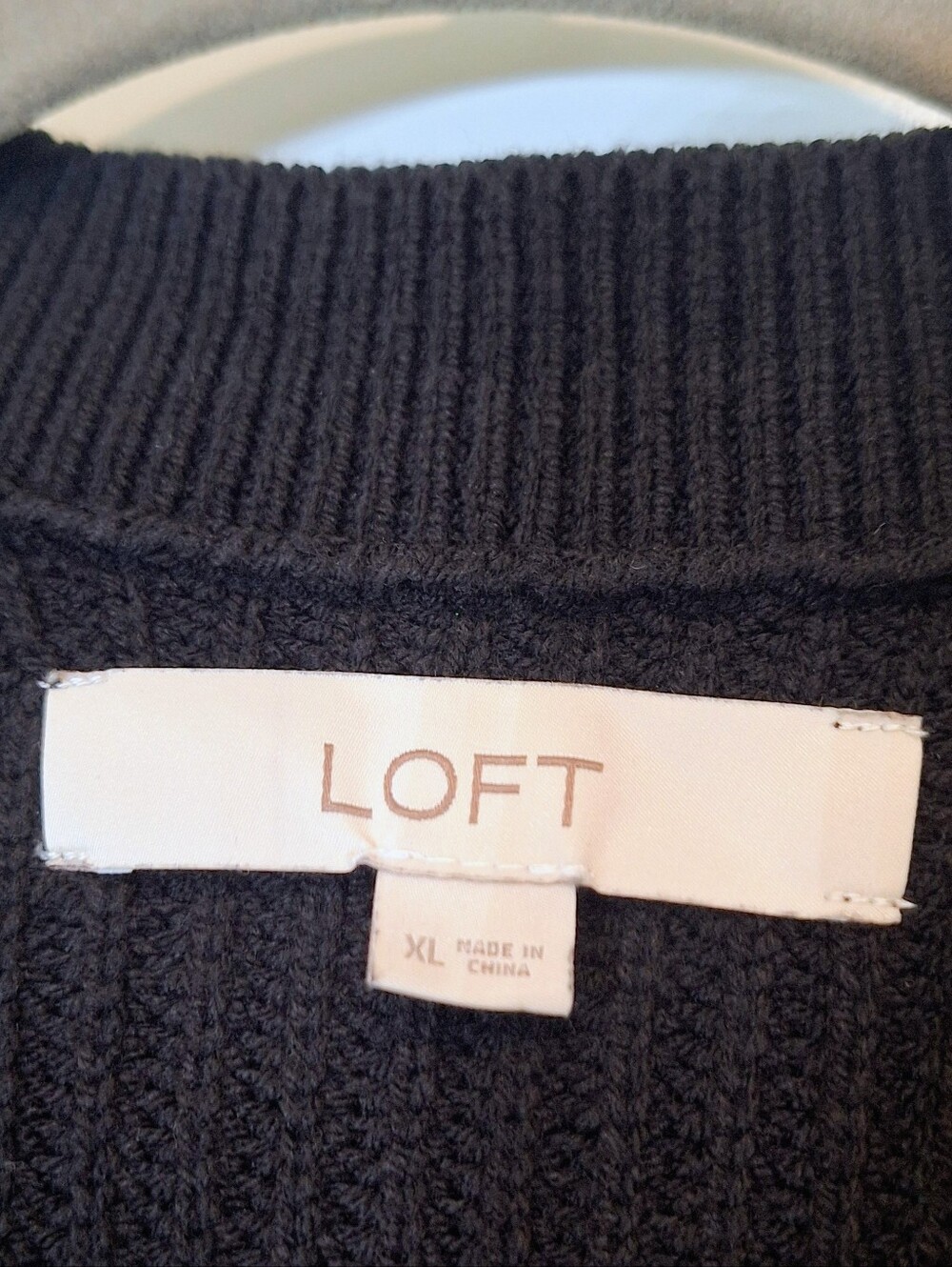 Loft Cardigan Grandpa Style Button Down Knit Sweater Stretch Pockets Black XL - Picture 2 of 13